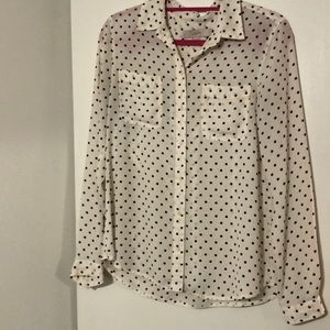 Sheer polka dot button down